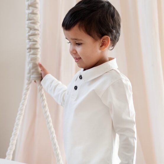 Wygodna bluzeczka polo z kołnierzykiem ECRU/ŚMIETANA