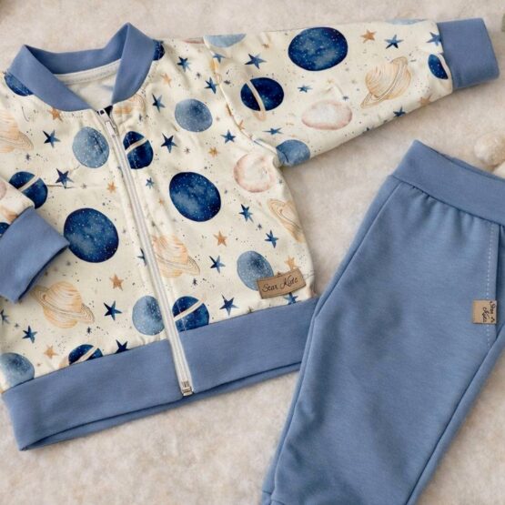 Komplet 2 cz. dresowy: bluza & gładkie spodnie BŁĘKITNY KOSMOS