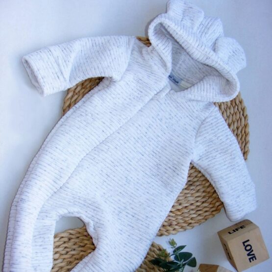 Kombinezon / pajacyk przejściowy JASNY WAFELEK Z USZKAMI